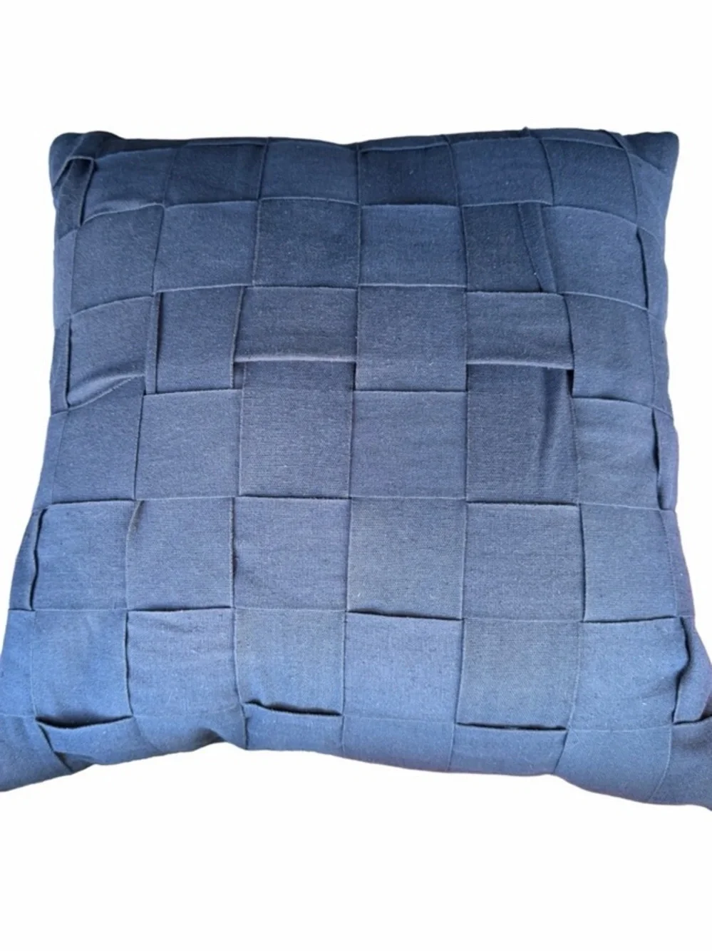 HEARTH & HAND NWT Basket-Weave Square Throw Pillow -navy